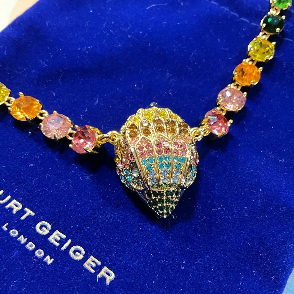 NWT$188 Kurt Geiger LONDON Pave Eagle Rainbow Rhinestone Necklace - Picture 5 of 6